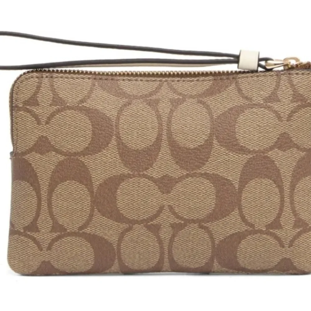 Brand New Coach Leather Strap Monogram Wristlet. Still wrapped! Gorgeous! NWOT. - Picture 2 of 7